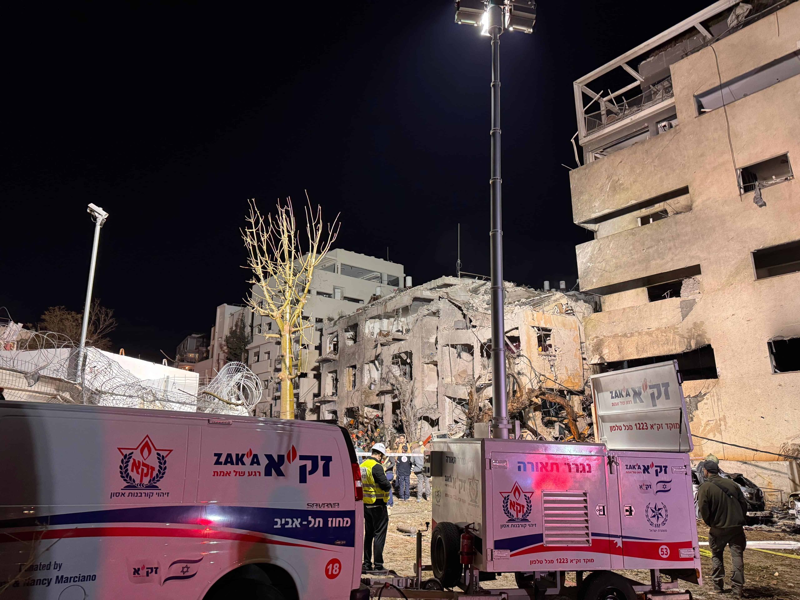 זירת נפילת טיל איראני תל אביב